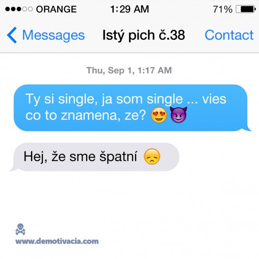 Ty si single, ja som single. Znamená to, že sme škaredí.