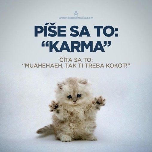 Píše sa to "karma" , číta sa to "muahaheaheha, tak ti treba, kokot!"