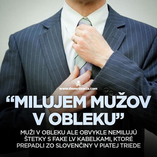 "Milujem mužov v obleku". Muži v obleku ale nemilujú štetky s fake Louis Vuitton kabelkami, ktoré prepadli zo slovenčiny v piatej triede