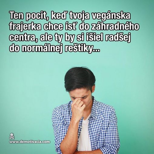 Ten pocit, keď tvoja vegánska frajerka chce ísť do záhradného centra, ale ty by si išiel radšej do normálnej reštiky...